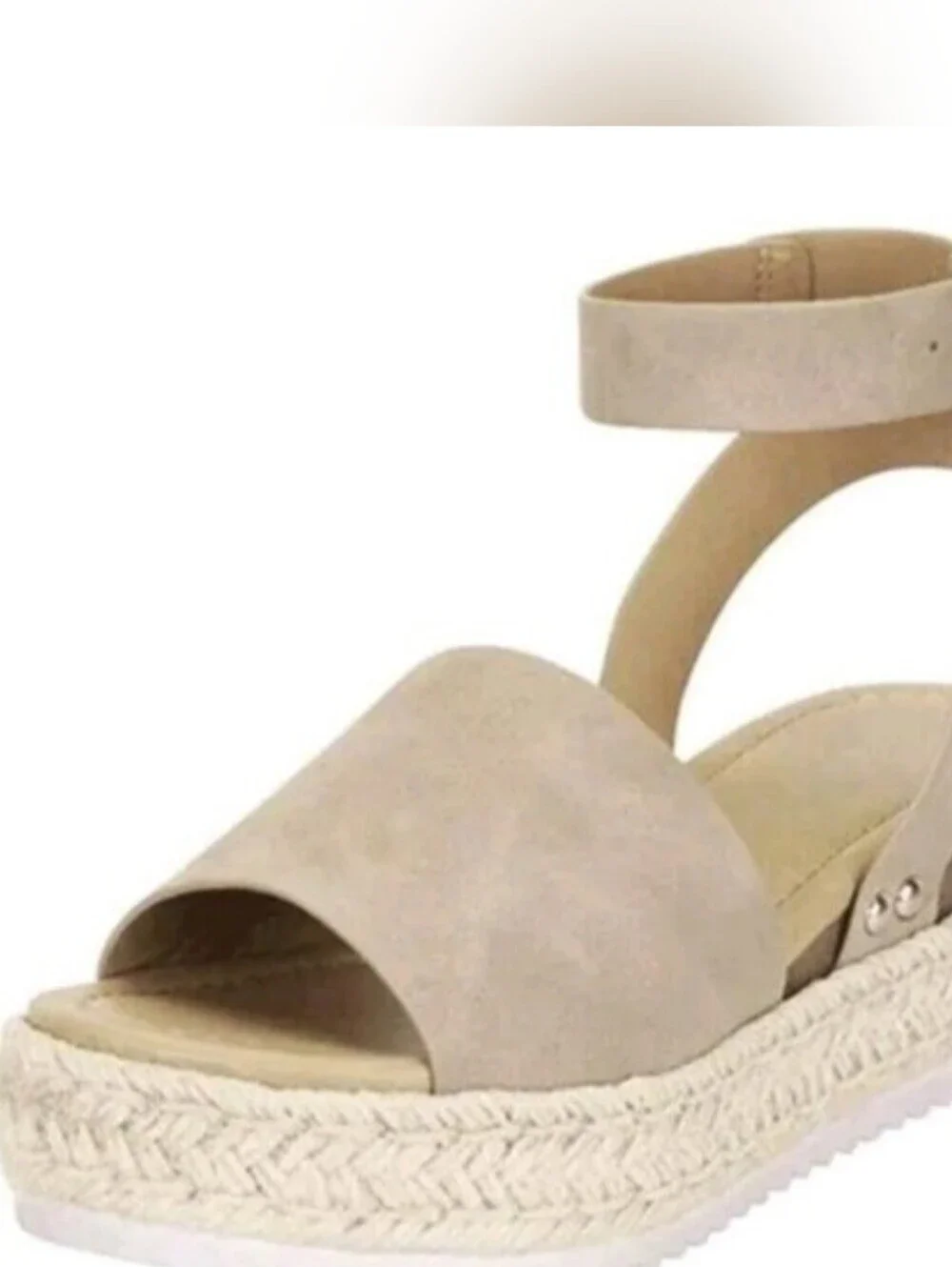 Hemp Rope Wedge Sandals - Plus Size Platform with Ankle Strap Sz 10 (EU 41)